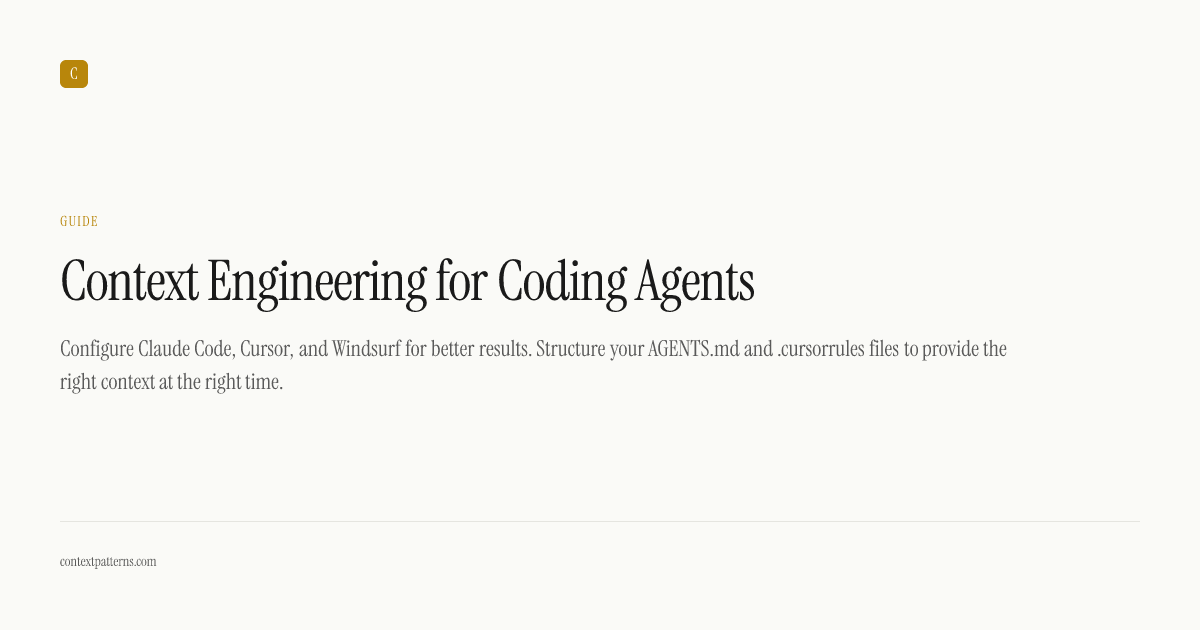 Context Engineering for Coding Agents | Context Patterns