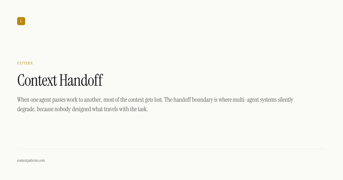 Context Handoff: Context Engineering Pattern | Context Patterns